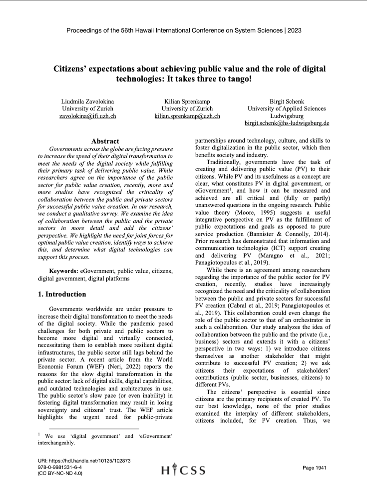 Best Paper Award at the HICSS&nbsp;2023