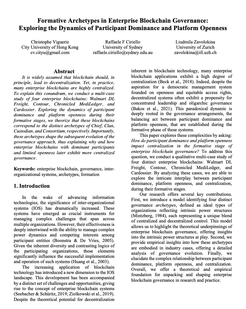Formative Archetypes in Enterprise Blockchain Governance: Exploring the Dynamics of Participant&nbsp;Domi