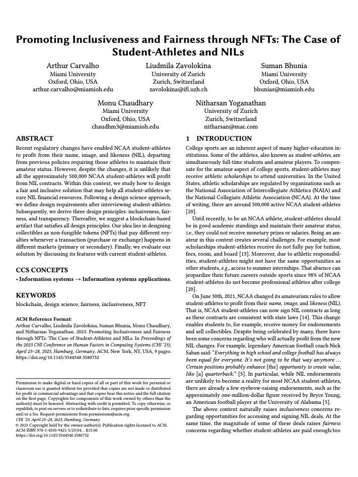 NFTs for inclusiveness and fairness to come at&nbsp;CHI