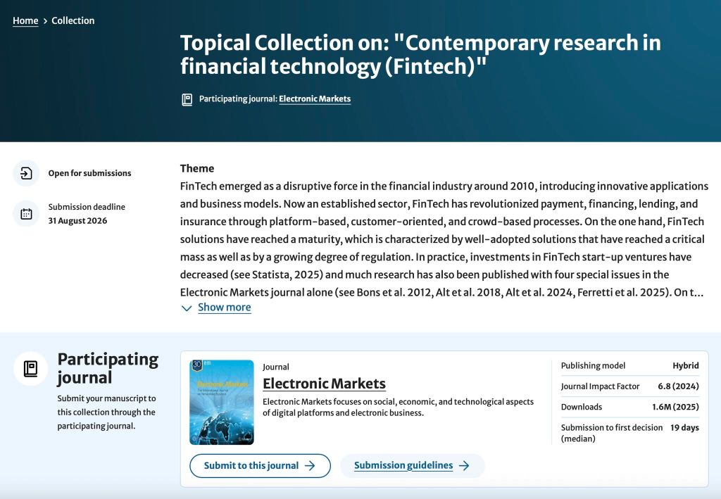 Contemporary research in financial technology (Fintech)
